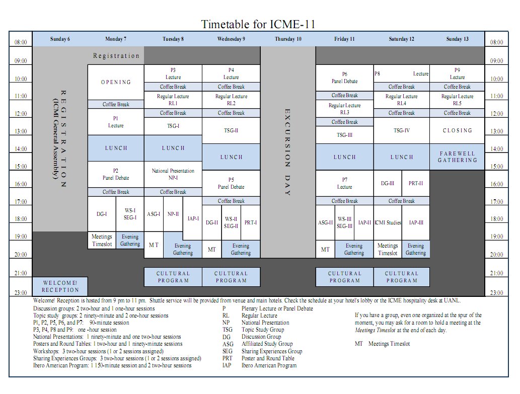 Click on the image to download the Timetable